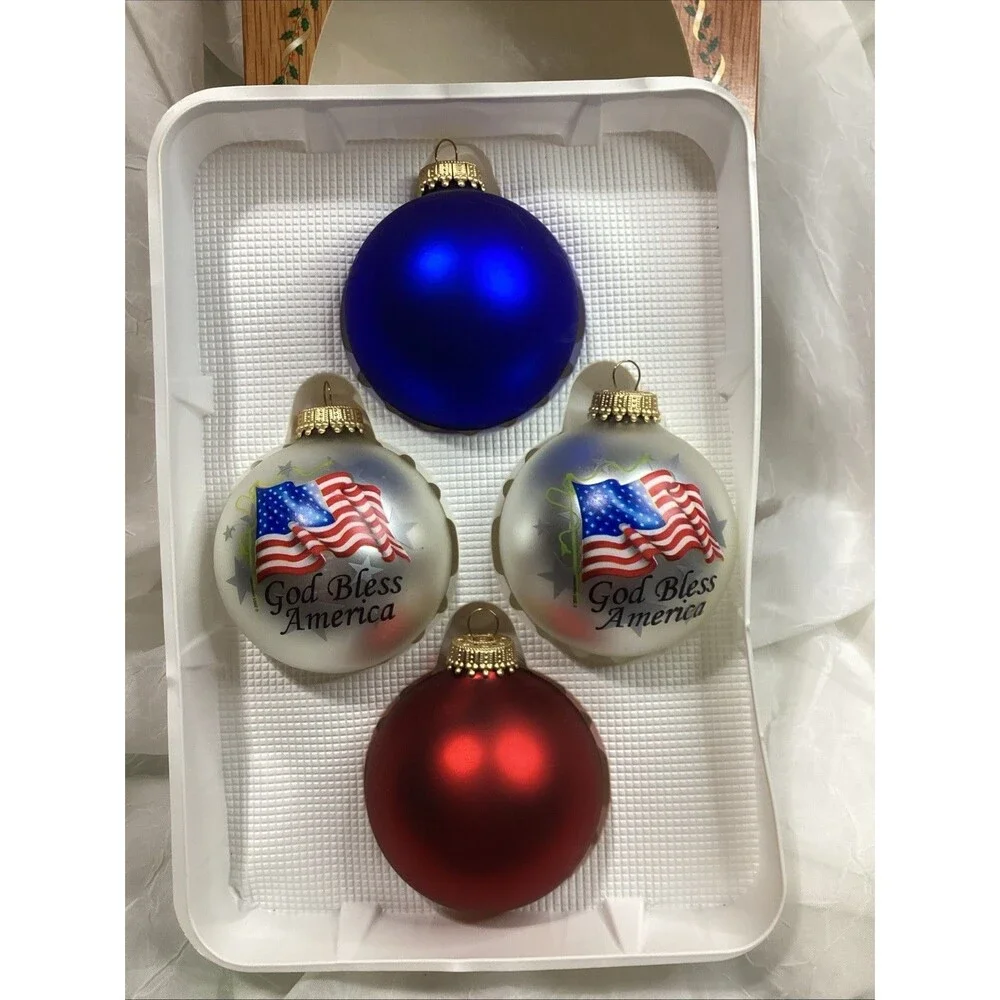 Krebs Glass Patriotic Christmas Ornament God Bless America 3